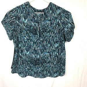 Apt 9 1X Zipper Accent Blue Green Black Blouse